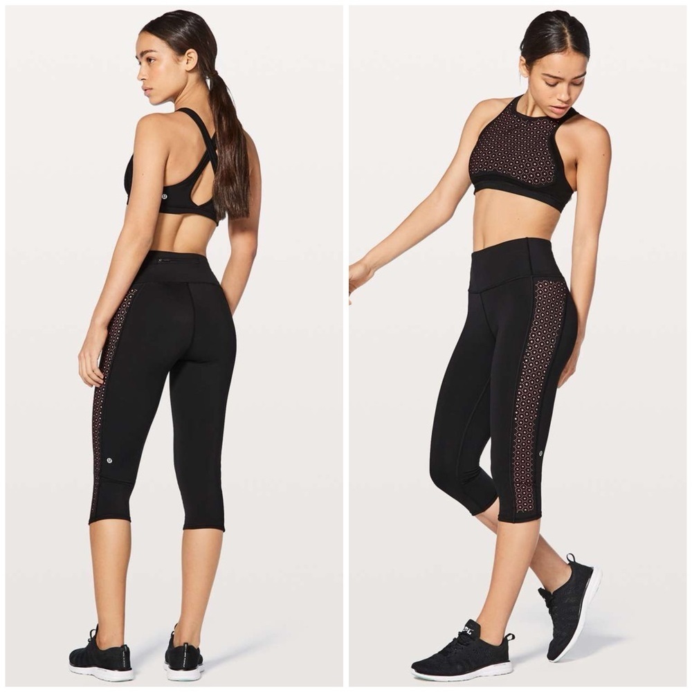 Lululemon Colour Me Quick Crop 17" Black / Flash Light Tone (Size 6)